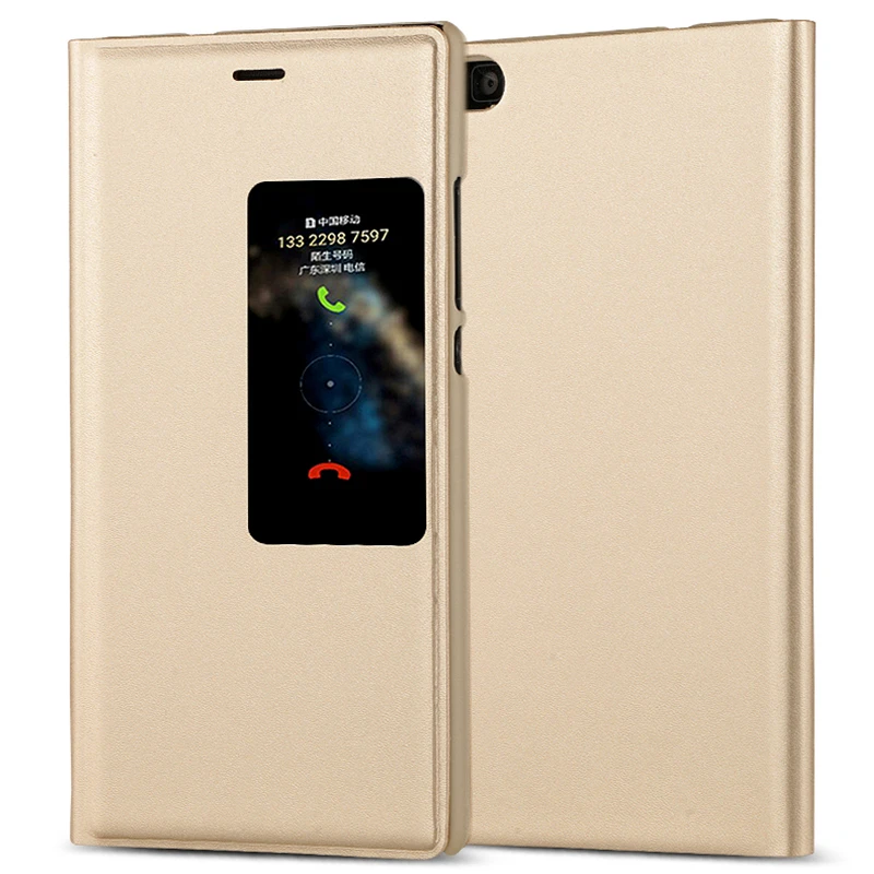Ультратонкий чехол-книжка из искусственной кожи с окошком для Huawei P8 | Мобильные