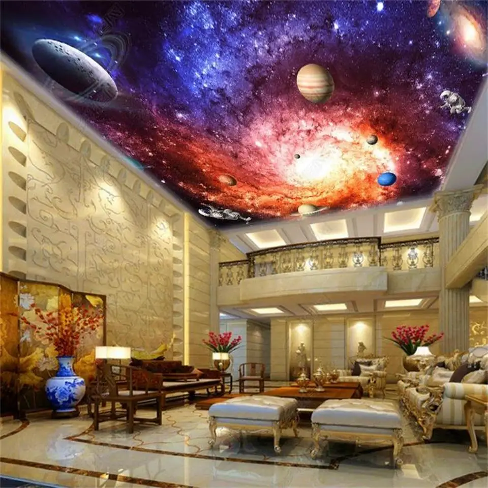 Фотообои 3D с персональными размерами для гостиной, спальни или потолка, фантастические цвета Вселенной, фоновая картинка, настенная наклейка.