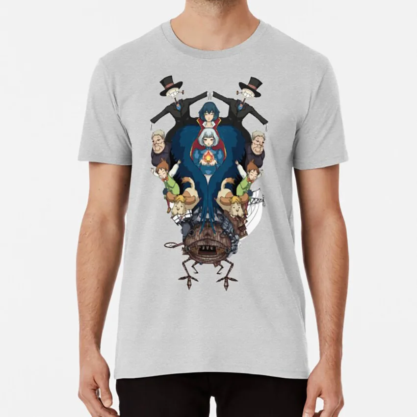 Ходячий замок футболка Аниме Манга волшебный волшебник ведьма отходов Calcifer вой