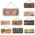 Новогодний деревянный дверной подвесной знак, Рождественское украшение для елки, Рождественское украшение для дома, деревянный кулон, Рождественский подарок