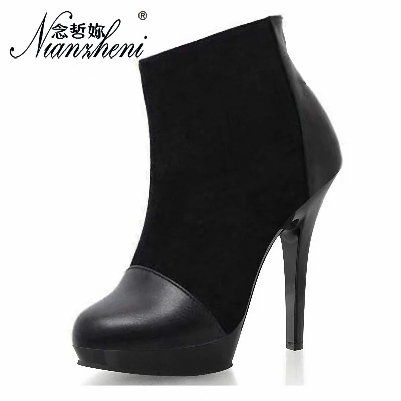 Black Stripper Heels Combat Women Winter 20CM Ankle Boots Platform Round Toe Dancing Shoes 8 Inch Chunky New Models Nightclub | Обувь