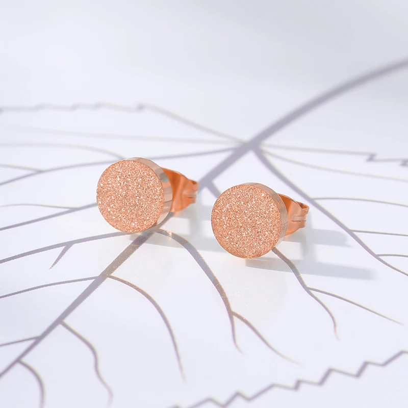 Minimalist Matte Tiny Round Earrings For Women Men Jewelry Stainless Steel Rose Gold Filled Geometric Circle Small Stud | Украшения и