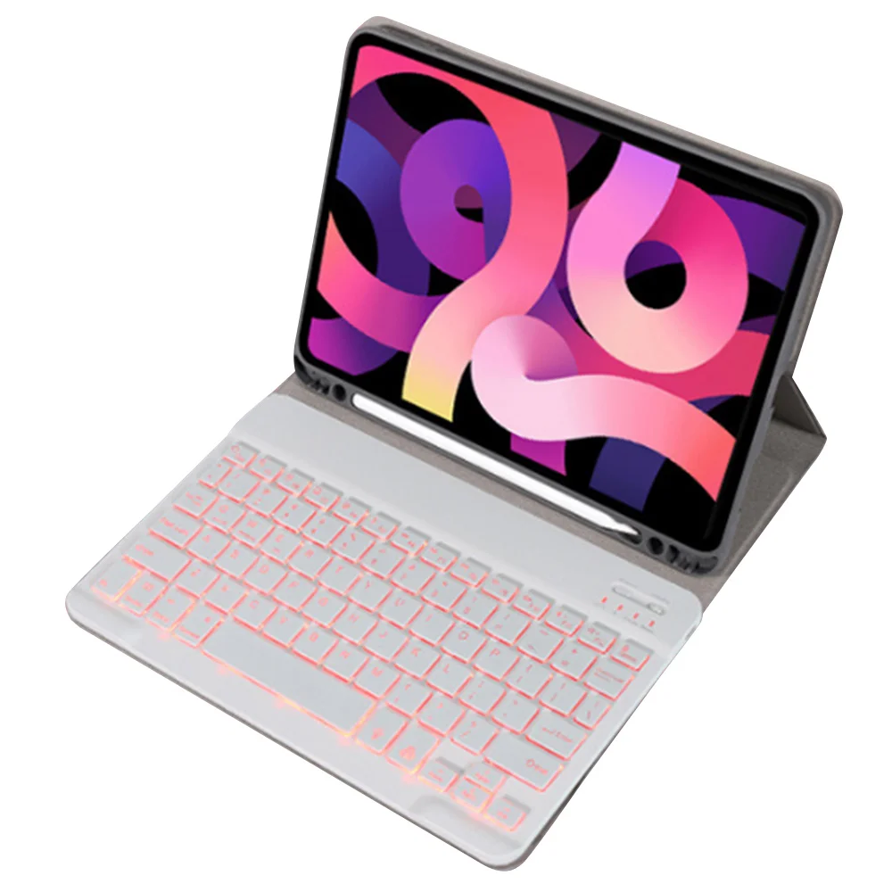 

10.2 inch Ipad cover flat leather case with wireless bluetooth keyboard 7 colors backlight for ipad 2020 2019 Air 3 iPad Pro