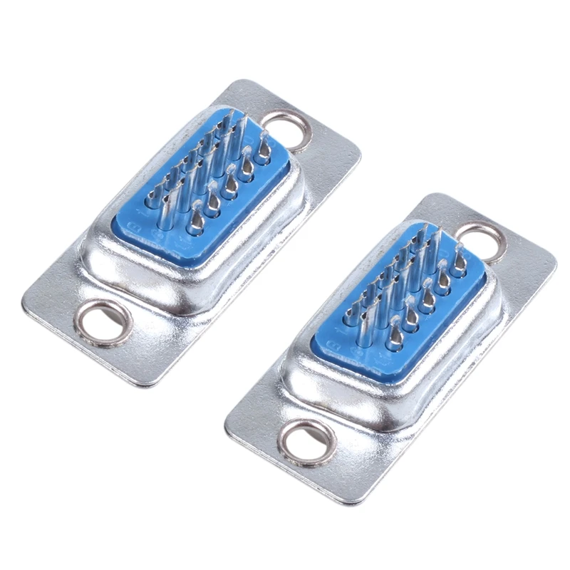 3 шт. Замена припоя VGA DB15 15 контактный разъем адаптер серебро + синий|Вилки с