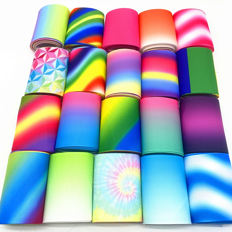 Радужная лента 75 мм с градиентом для украшения свадебных вечеринок подарочная