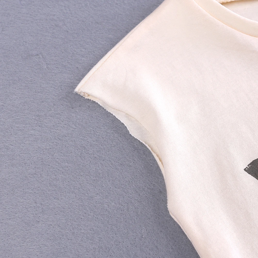 

Summer Children Clothes Fashion Kids Outfit boys Tees Letter Letter Graphic T Shirts Cotton Sleeveless Girls T-Shirts 1-6Year