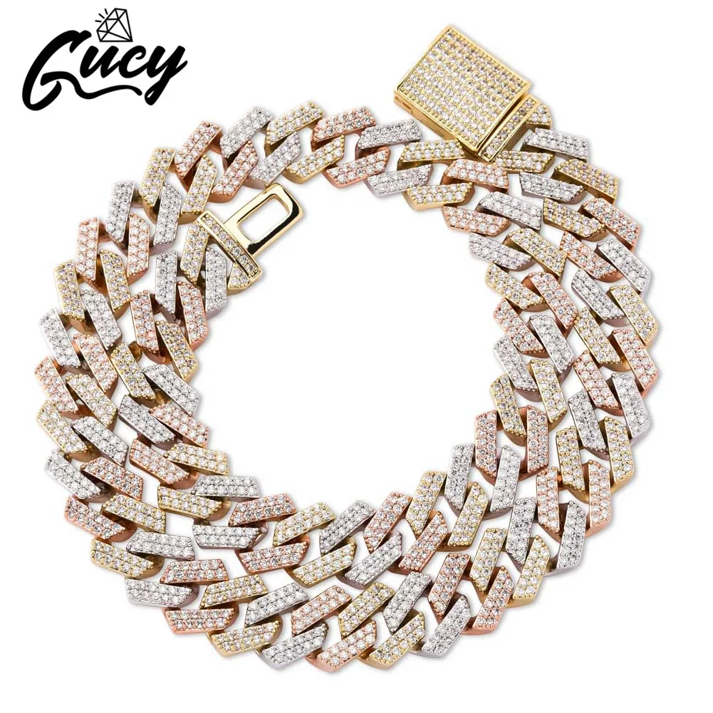 

GUCY 14mm Miami New Box Big Clasp Cuban Link Chain Necklace Iced Out Cubic Zirconia Bling Hip Hop for Men Jewelry