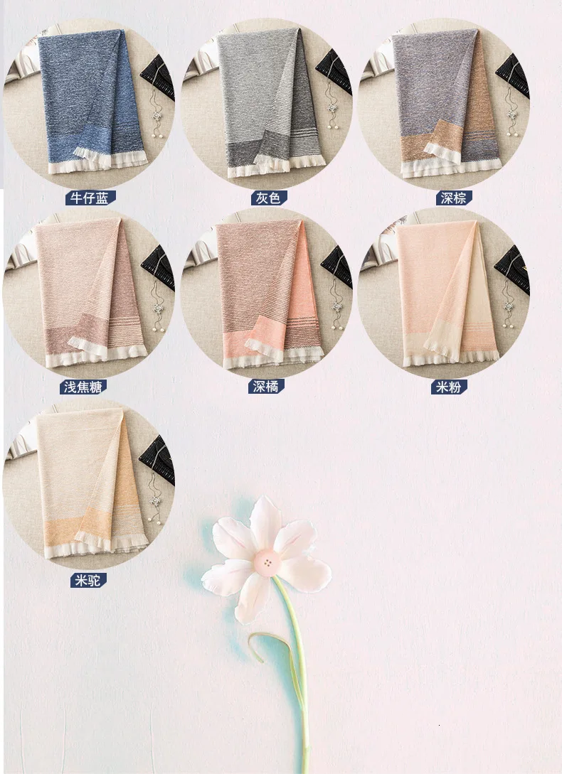 Cashmere Scarf Men Woman Tatting Split Joint Short Beard Thick Section Keep Warm Shawl Stripe Women Male Scarf For Ladies