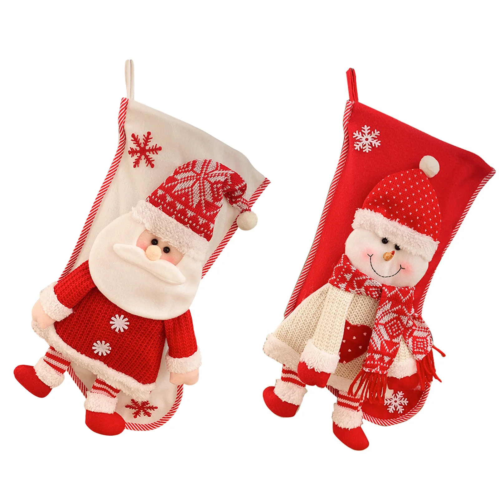 

Christmas Decoration With Snowman Santa Candy Bag Elk Bear Stockings New Year Knitting Fabric Printing Xmas