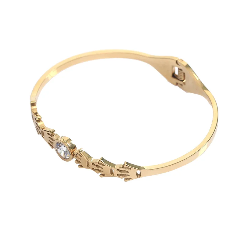 Модный браслет с цирконием розовое золото Пальма браслеты из нержавеющей стали