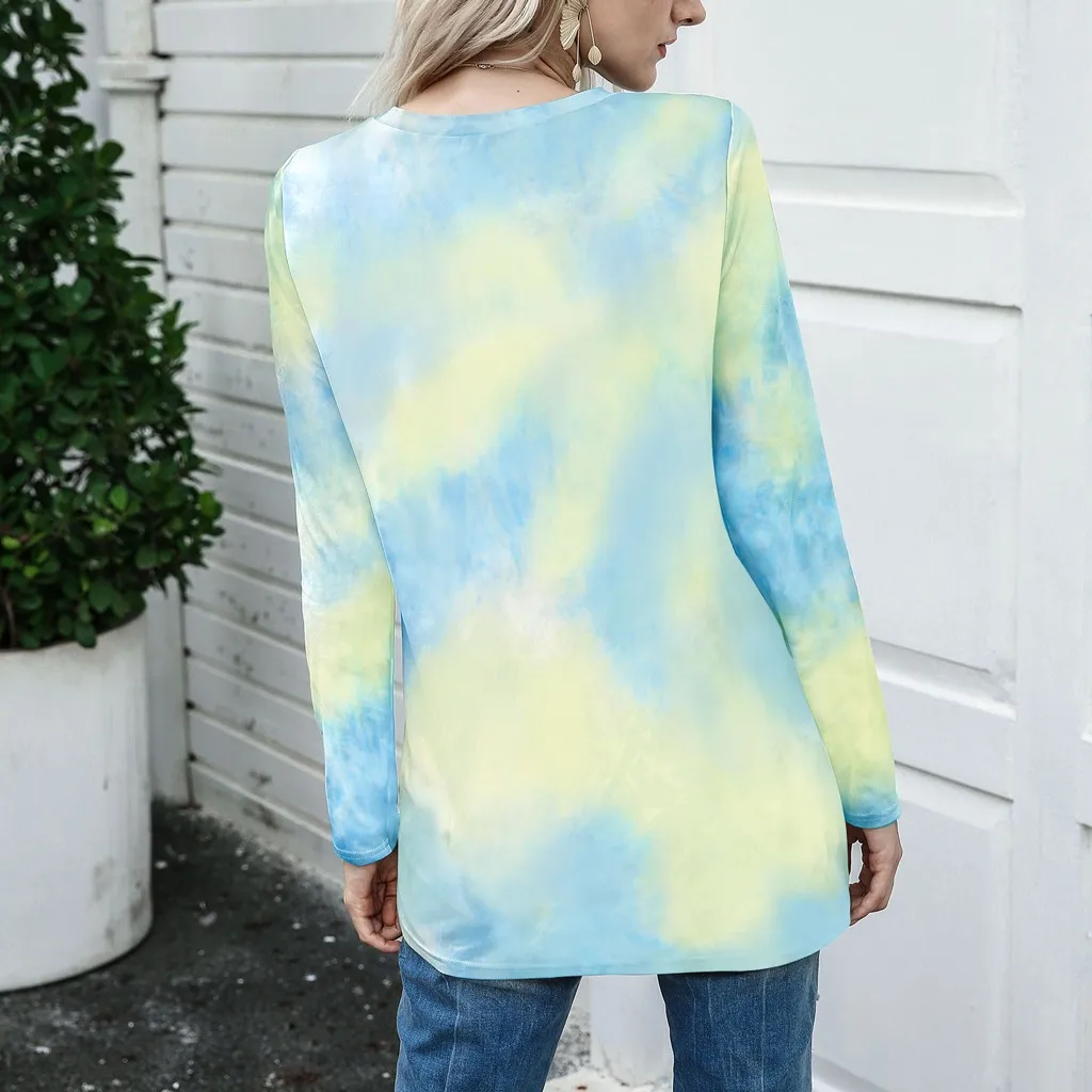 Женская осенне Весенняя футболка повседневный Свободный пуловер с длинными