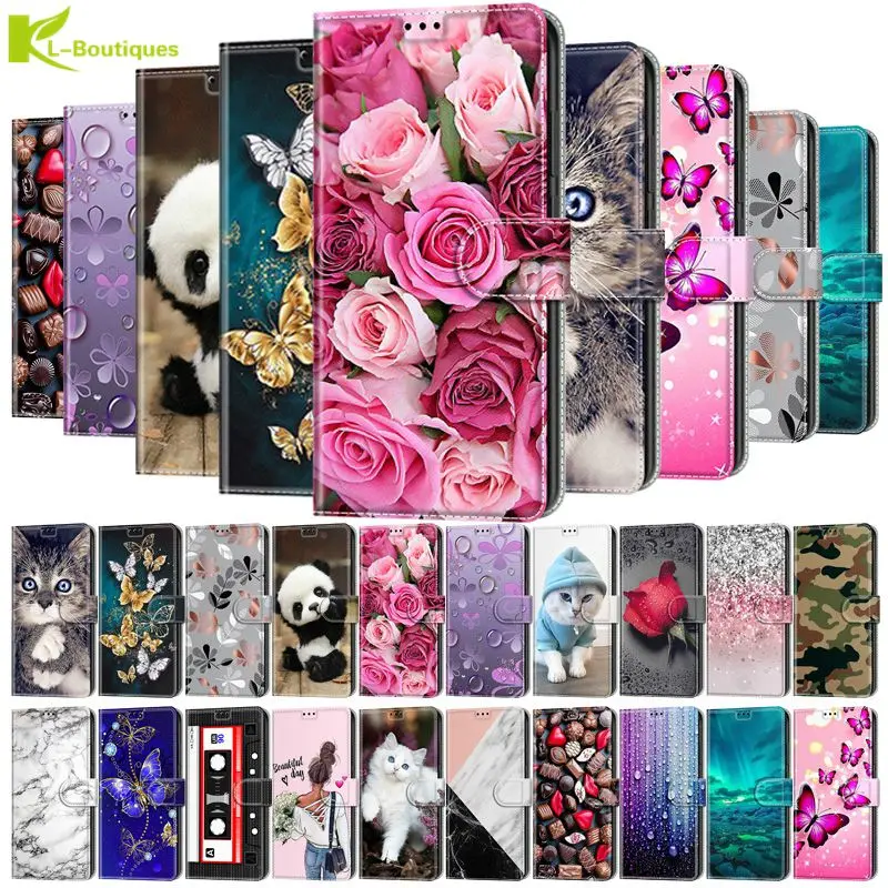 Luxury Rose Flowers Leather Case For Samsung Galaxy S7 S8 S9 S10 S20 S21 Plus S20 FE S21 Ultra 5G Coque Phone Wallet Flip Cover