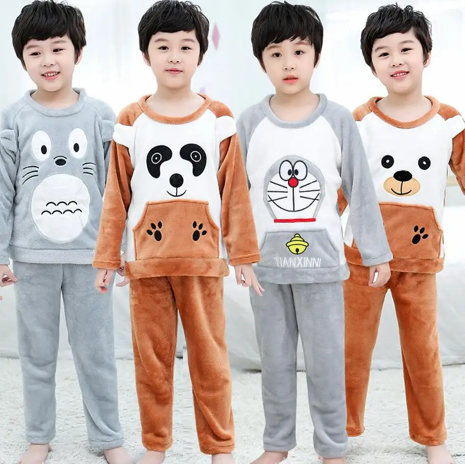 Новые пижамы для мальчиков и девочек Теплые утепленные фланелевые на осень зиму