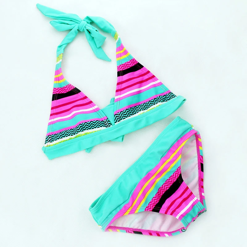 

Girls Two Pieces Swimwear Children Bikini Set 8-16 Y Kids Swimsuit with Multi Color Teens Sandy Outfit Toddler Swimming Wear