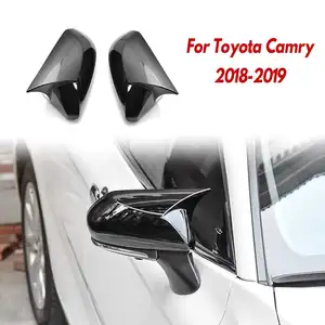 horn glossy black car side view rearview mirror cover caps trim sticker for toyota camry 2018 for avalon 2019 c hr 2016 2018 free global shipping