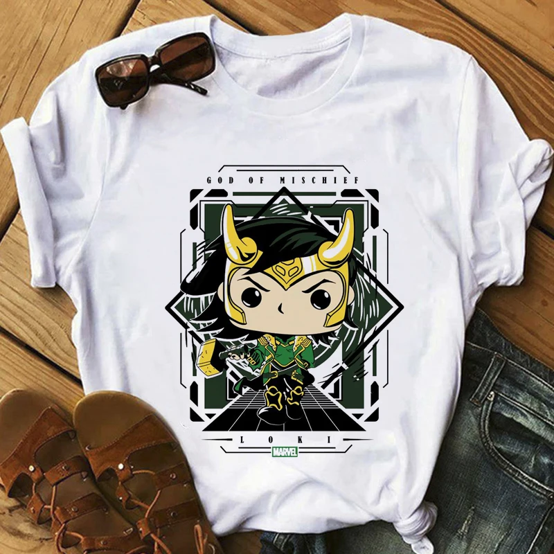 

Футболка унисекс Loki с изображением бога неверности, женская летняя повседневная футболка с коротким рукавом, женские топы с рисунком из мул...