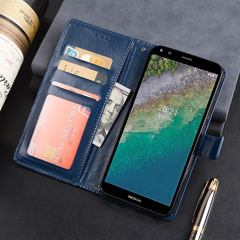 

Чехол-бумажник для Nokia C01 Plus, кожаный чехол-книжка для Nokia TA-1383, чехол для телефона