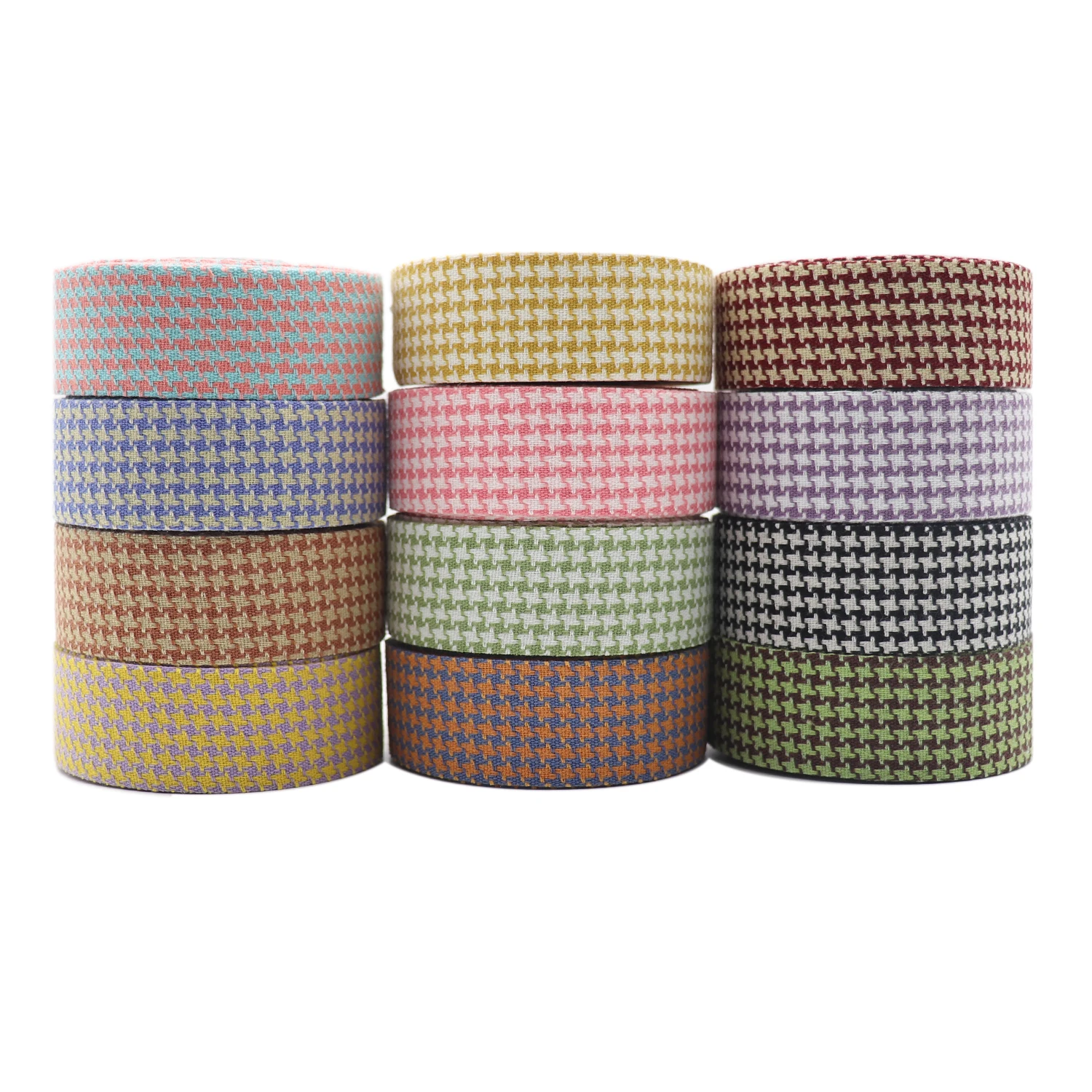 Двусторонняя лента в клетку гусиные лапки 10 ярдов 25 мм|Ленты для шитья| |