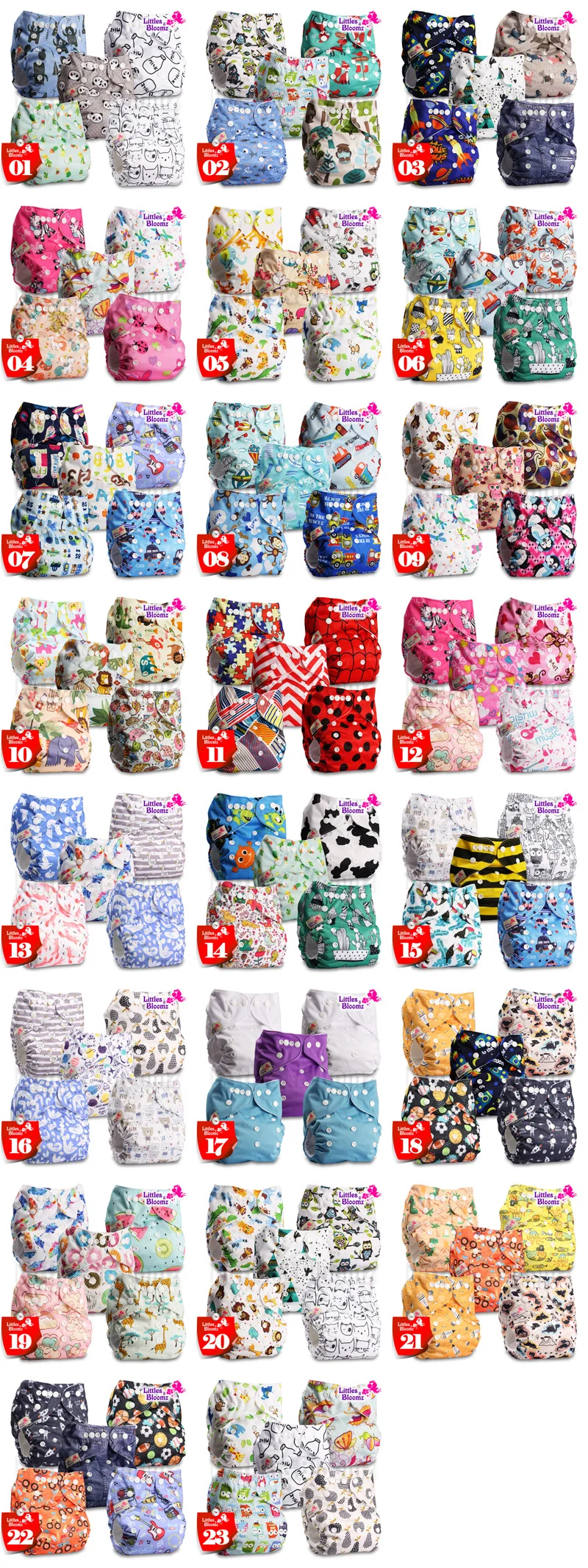 [Littles &amp Bloomz] 5 шт./компл. детские моющиеся многоразовые подгузники из натуральной