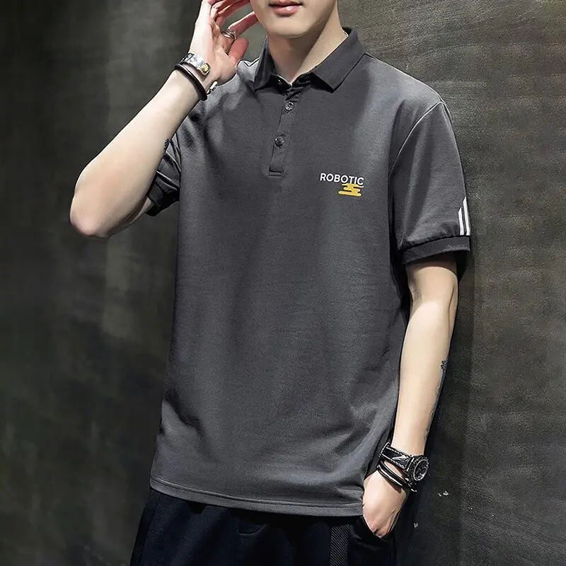 

EACHIN New Man Polo Shirt Mens Casual Embroidery Cotton Polo Shirt Men Short Sleeve Turn Down Collar High Quality Polo Clothing