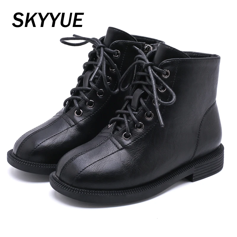 Осенние детские Ботинки Martin Детская обувь из искусственной кожи Ботильоны для