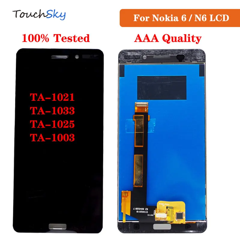 ЖК дисплей для Nokia 6 TA 1021 дигитайзер Сенсорная панель экран сборка 1033 1025