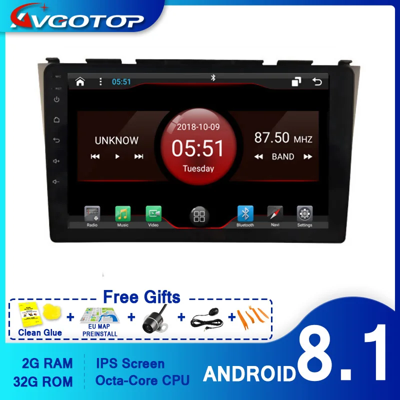 Автомобильный DVD-плеер AVGOTOP с GPS Android 10 для HONDA CRV 2006-2011 мультимедийный