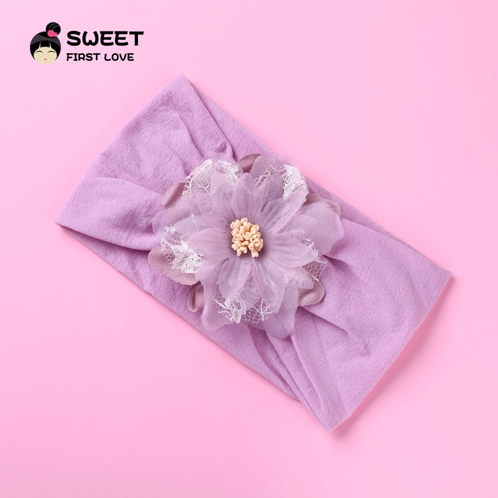 

Large Chiffon Flower Wide Nylon Head Wrap Soft Flower Nylon Turban Shower Headband Girl Elastic Headwear Bands Hair Accessories