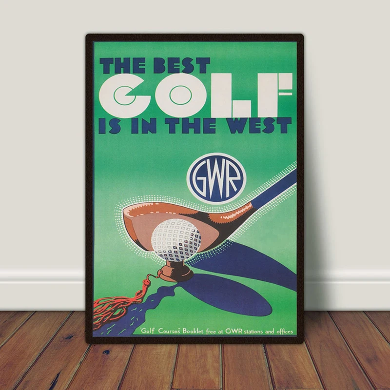 ВИНТАЖНЫЙ ПЛАКАТ для гольфа Настенный декор мужчин пещера лучший гольф на западе