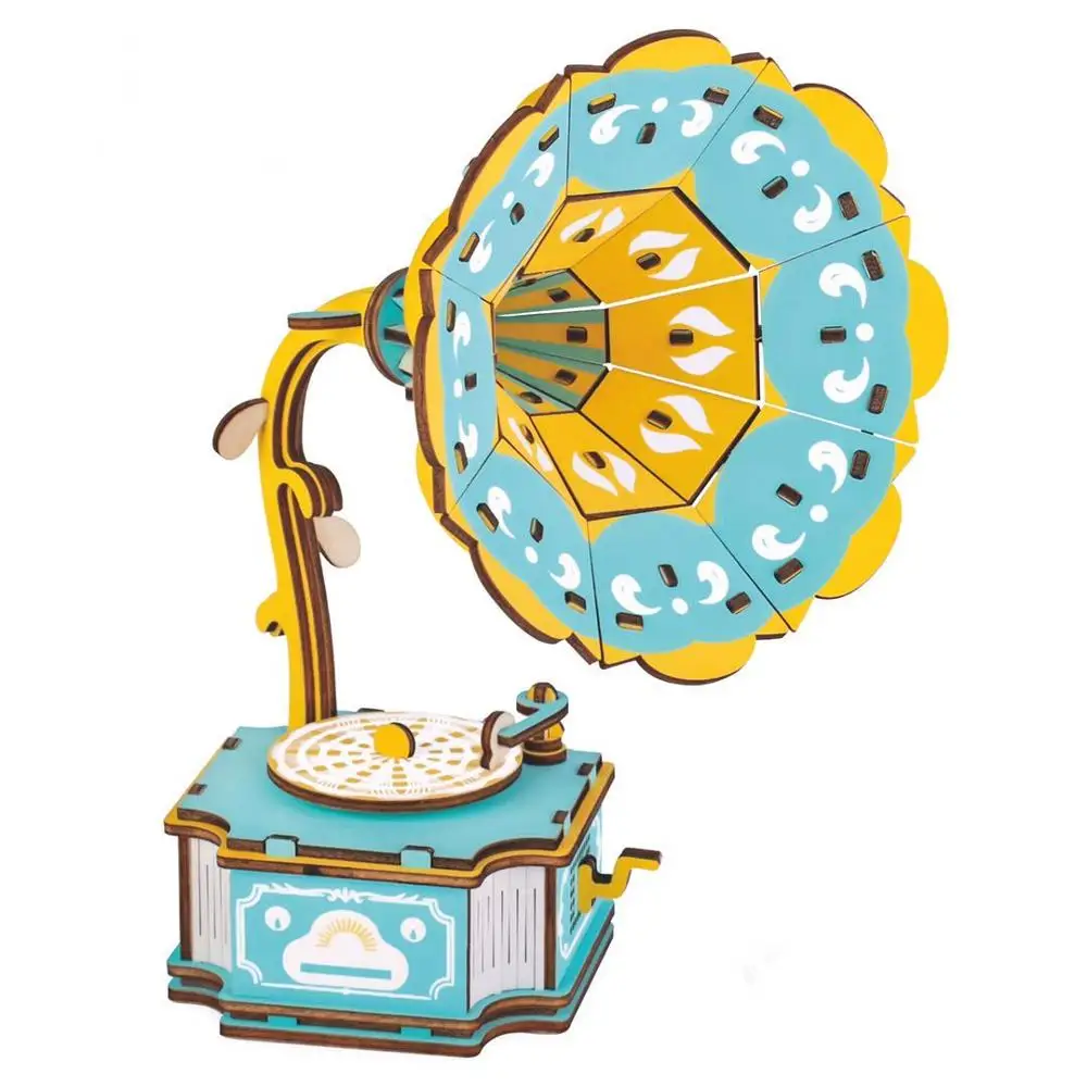 Обучающие игрушки 3D головоломка модель граммофона деревянные трехмерные дети DIY