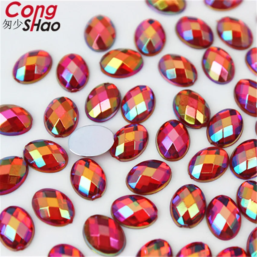 100pcs 6*8mm Oval 3D Nail Art Stones flatback AB crystals Acrylic Rhinestone trim phone DIY not hotfix Face Decoration WC467 | Дом и сад