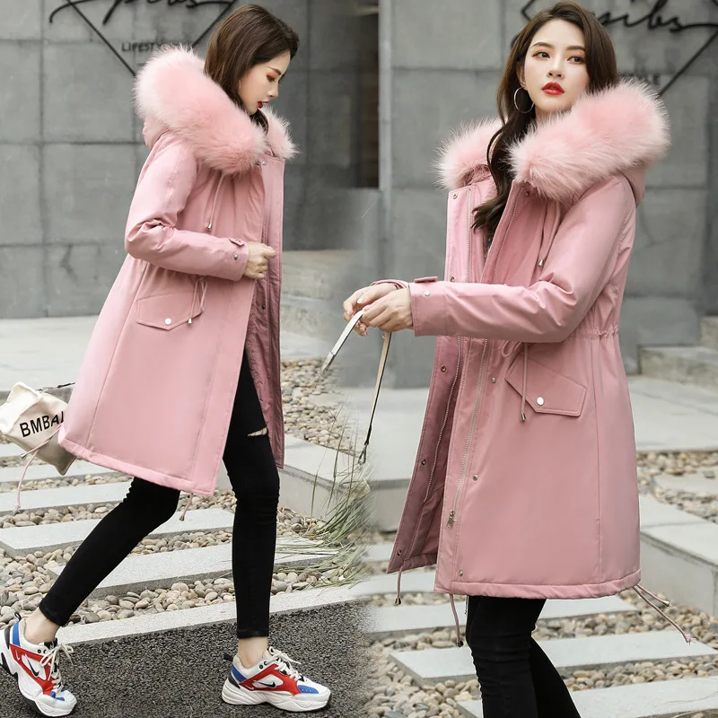 

Высокое качество 2023 Новое поступление Модная женская зимняя куртка с меховой подкладкой теплая плотная женская зимняя длинная куртка парки женские куртки