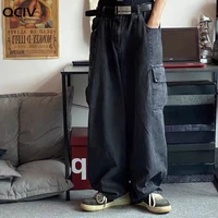 baggy jeans trousers male denim pants black wide leg pants men jeans loose baggy casual korean streetwear cargo jeans
