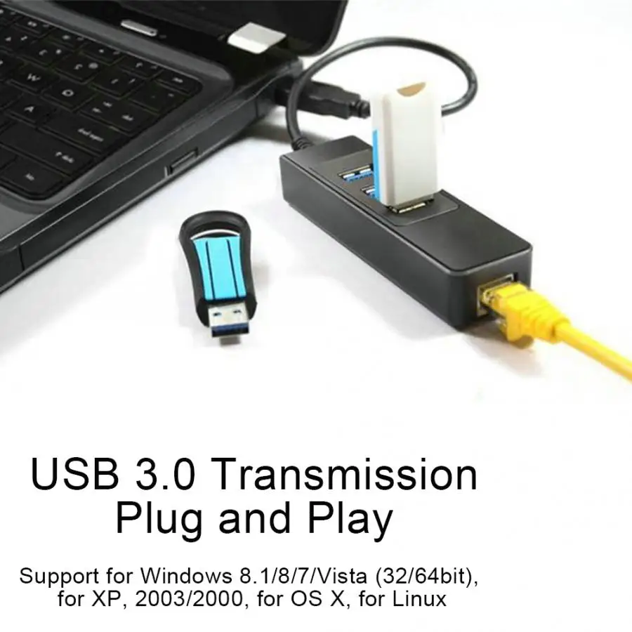 DM-HE27 RTL8153 USB 3 0 Ethernet конвертер адаптер с портами концентратор к RJ45 диск-бесплатно