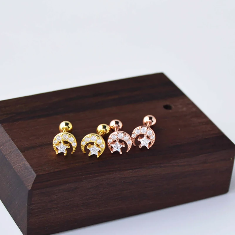 Женские серьги гвоздики из серебра 925 пробы с цирконом|Серьги-гвоздики| |