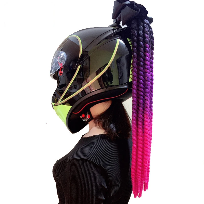

Motorcycle Helmet Suction Cup Removable Horsetail Wig
