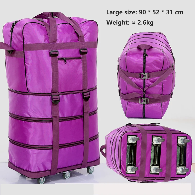 Big purple 1 Складной чехол на колесиках 158, авиационная сумка с колесиком, дорожная сумка, большая вместительность, ткань Оксфорд, для путешествий за границу, сумка для багажа - Цвет: Big purple 1