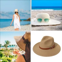 new summer hat panama hats men straw cowboy hat sun hat folding western wide curved brim