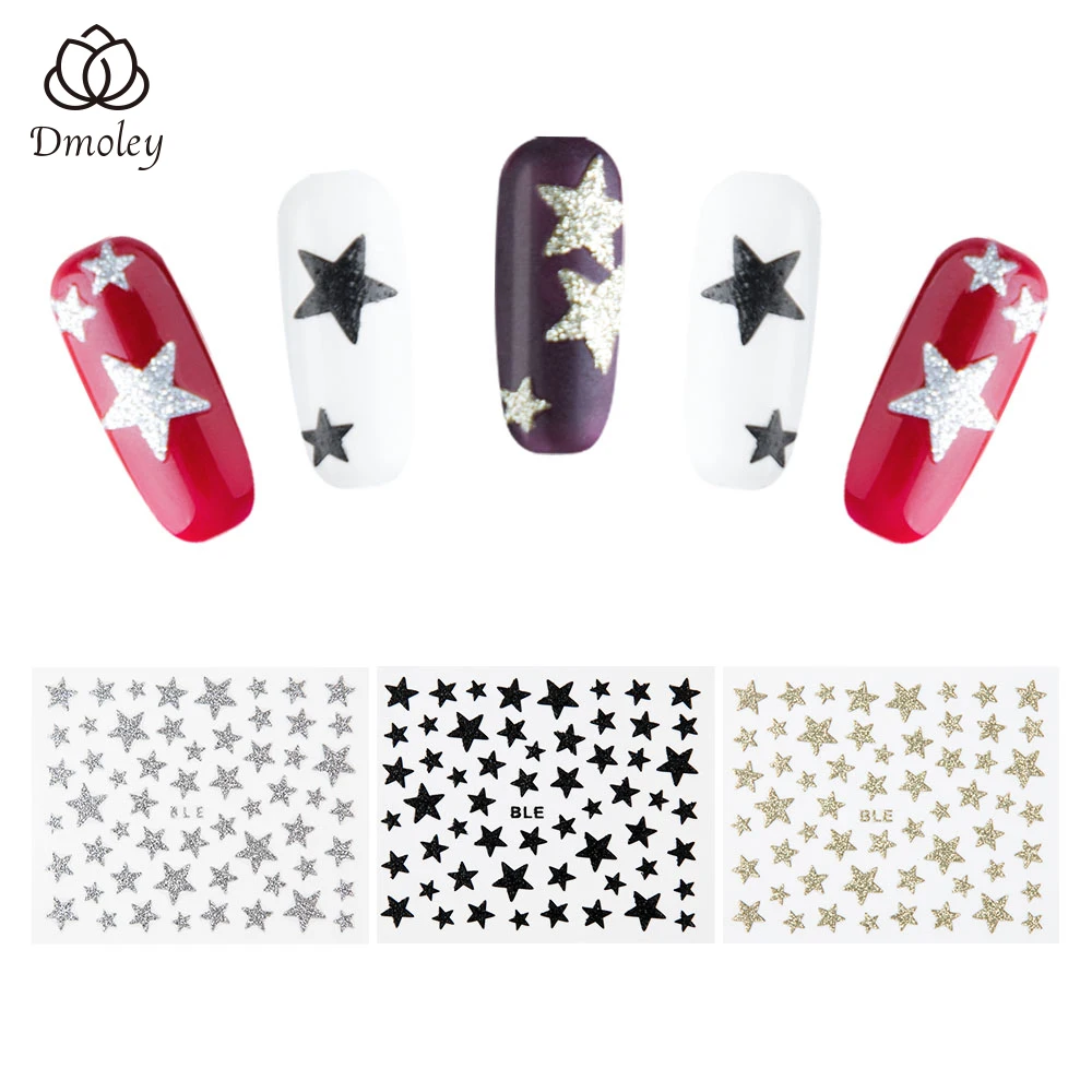 3D Слайдер для ногтей наклейки в виде звезд 1 шт. блестящее украшение DIY переводная