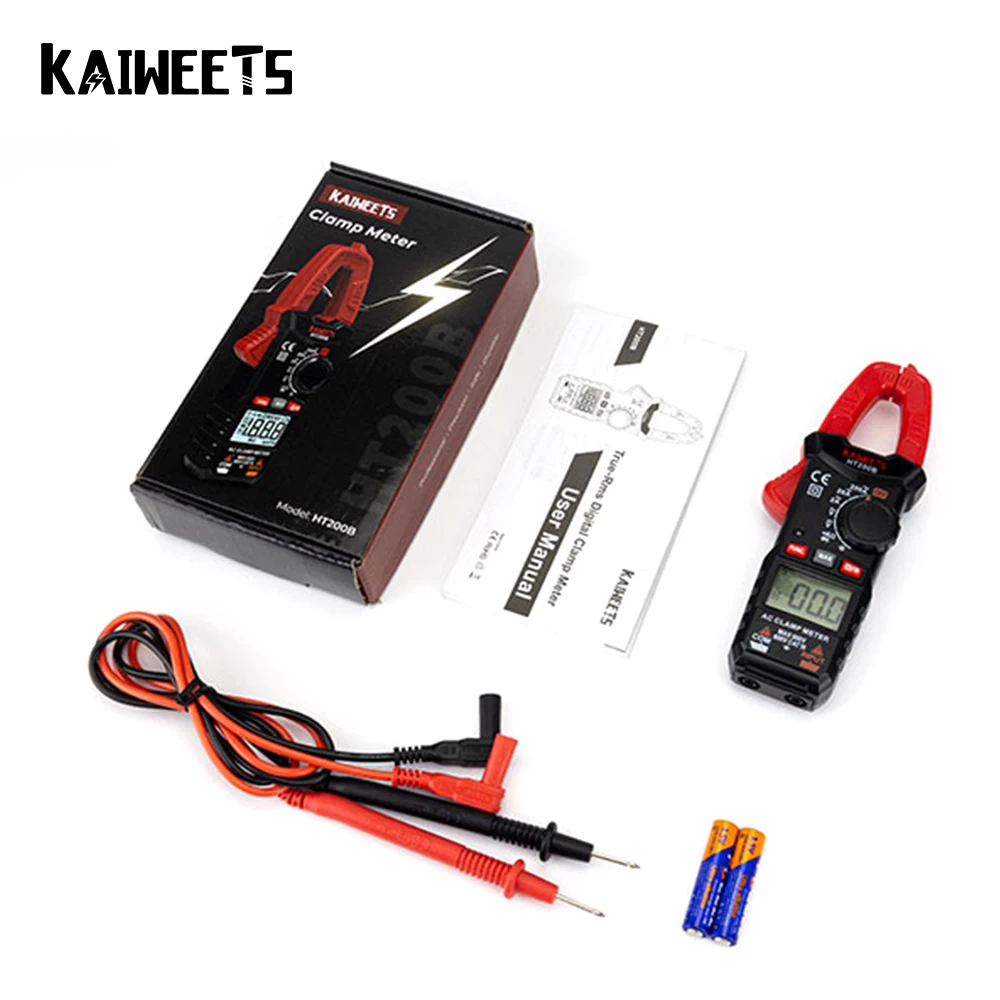 Мультиметр-зажим KAIWEETS HT200B цифровой тестер для измерения емкости и силы тока AC/DC