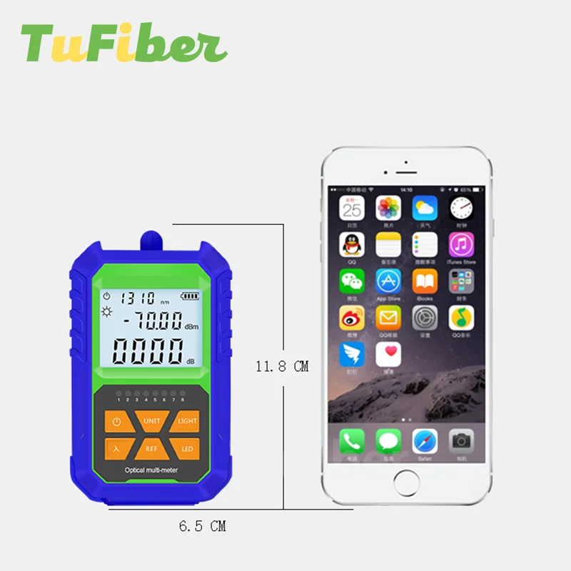High Precision Mini Optical Power Meter Network Cable Test Lighting Optical Fiber Tester with 7 Wavelengths -70+3 or -50+20 dBm