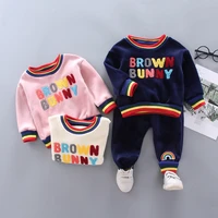 ienens winter baby clothes set toddler boys warm pajamas clothing suit 2pc kids girl thick o neck long sleeve outfit 1 4 years