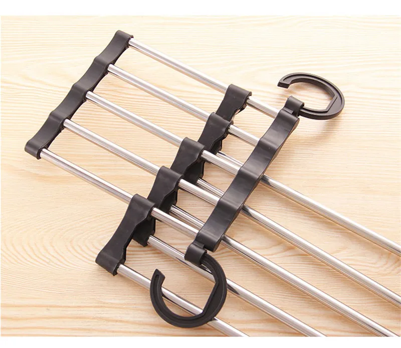 Newest Fashion 5 in 1 Pant Rack Shelves Stainless Steel Clothes Hangers Multi-functional Wardrobe Hot Sale Magic Hanger Rack