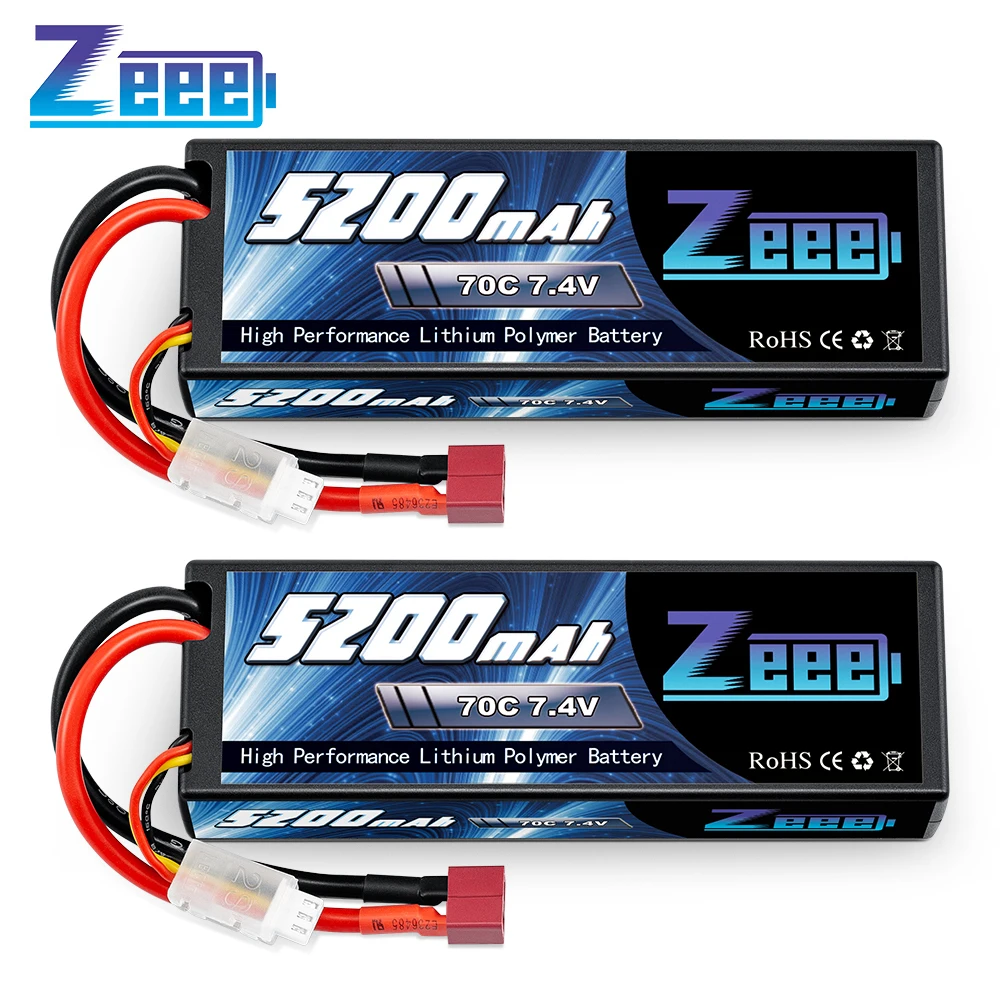 2 шт. Zeee Lipo Battery 2S 7 4 V 70C 5200mAh жесткий чехол с разъемом Deans для 1/8 1/10 RC автомобилей