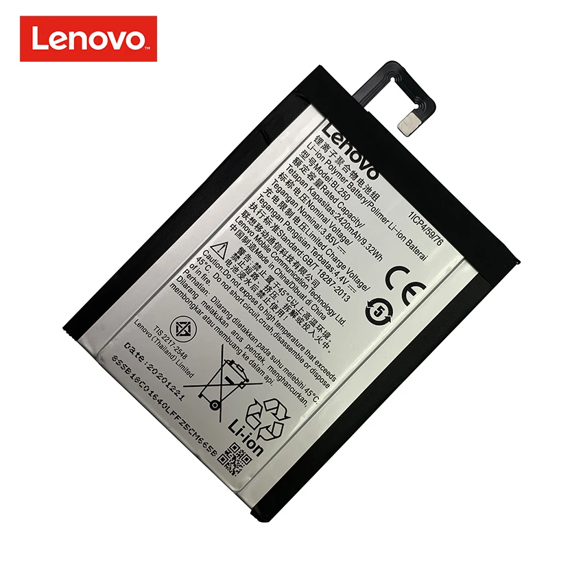 100 original bl250 2420mah for lenovo vibe s1 s1c50 s1a40 vibe s1lite s1la40 battery rechargeable phone batteries bateria free global shipping