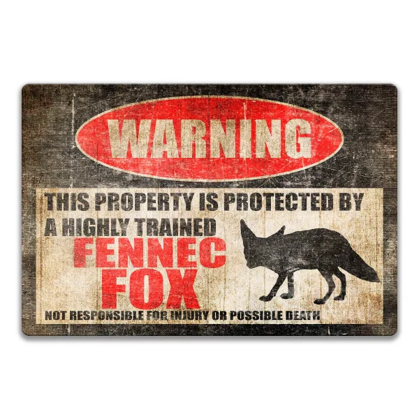 

Funny Fennec Fox Sign Fennec Fox Accessories Warning Danger Metal Tin Sign Vintage Tin Metal Sign Bar Club Cafe Garage t