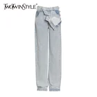 Женские джинсы с высокой талией TWOTWINSTYLE, Осенние, уличная одежда с карманом, широкие, 2020