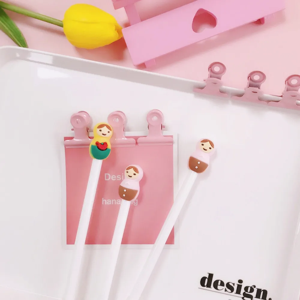 36 шт. гелевые ручки кукла Матрешка 0 5 мм черные для школы канцелярская гелевая