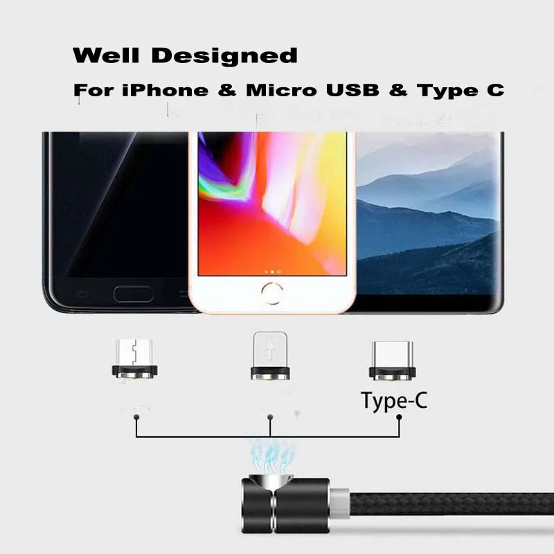 2020 1 м Магнитный кабель Micro usb type C адаптер зарядное устройство Быстрая зарядка для