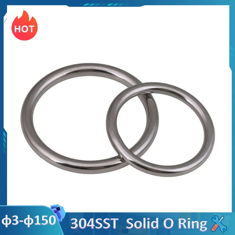 

304 Stainless Steel Heavy Duty Welded Round Rings Smooth Solid O Ring For Rigging Marine Boat Hammock Yoga Hanging Ring ID15-150